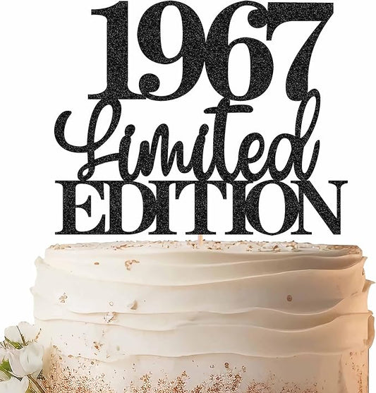 Limited EDITION 1967 Cake Topper - Black Glitter Happy 58th Birthday Party Cake Decoration Supplies, Cheer to 58 Years Cake Bunting Decor for 58th Birthday Party Photo Booth Props