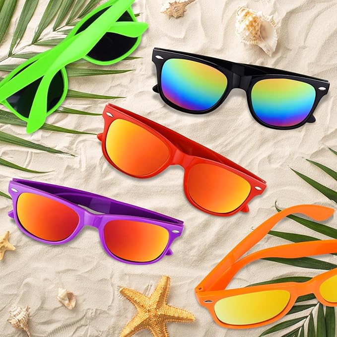Morcheiong 10-60 Pack Neon Party Sunglasses Unisex Retro Style Party Favors Birthday Beach Pool Party Supplies, 10 Colors