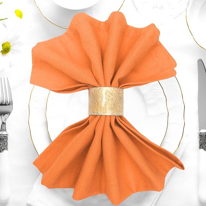 Halloween Cloth Napkins Set of 12 100% Cotton Dinner Napkins 18"x18" Orange Color Highly Absorbent Washable Reusable Durable Dinner Napkins Ideal for Everyday Use Wedding Parties Napkins