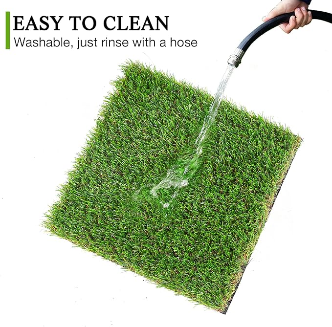 GLOBREEN Artificial Grass Squares Placemats Green Table Centerpiece Decor Golf Theme Party, Birthday, Spring Summer Garden Picnic, Baby Shower, Dining, 12" x 12", 6 Pack