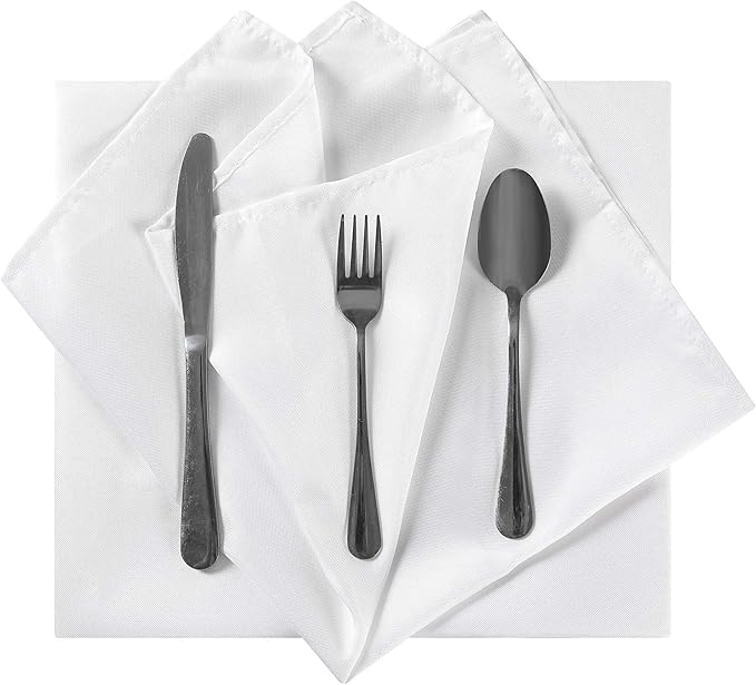Cloth Napkins 17x17 inch Washable Polyester Dinner Napkins Soft Table Napkins for Wedding Party Dining Banquet(White,25PCS)