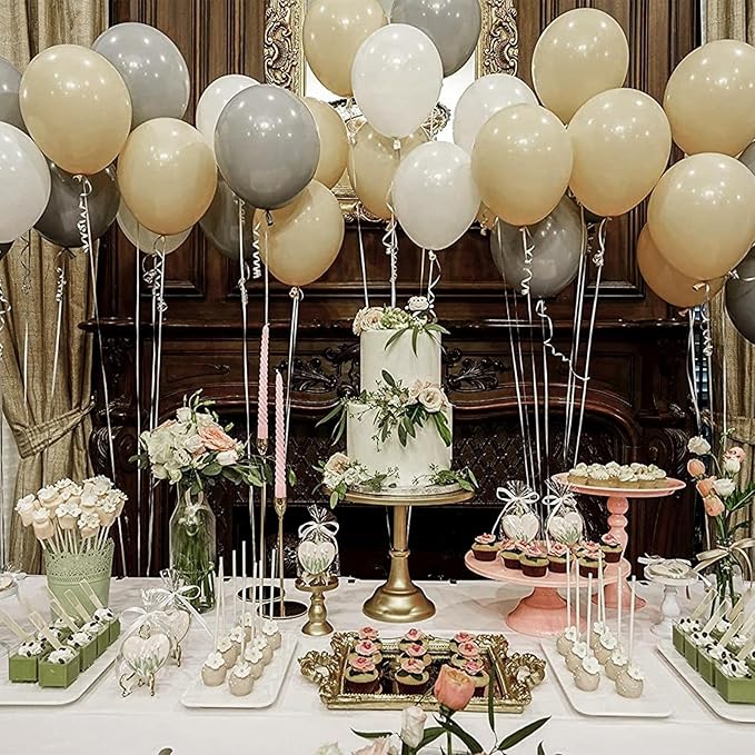PartyWoo Cream Balloons 50 pcs 12 Inch Beige Ivory Nude Neutral Boho Fall Latex Helium Balloons for Wedding Graduation Birthday Boy Baby Shower Cowgirl Jungle Theme Party Decorations Brown-F56
