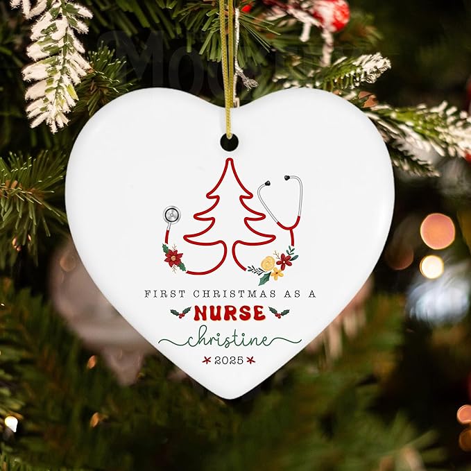 First Christmas As A Nurse Ornament, Nurse Gifts for Women, Christmas Ornaments 2025, Nursing School Graduation Gift, Grad Gifts for Him Her, Graduation Keepsake, Xmas Decorations 2025