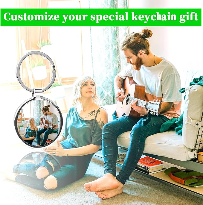 Double Side Custom Keychain with Picture Personalized Engraving Photo Text Customized Gifts for Men Women
