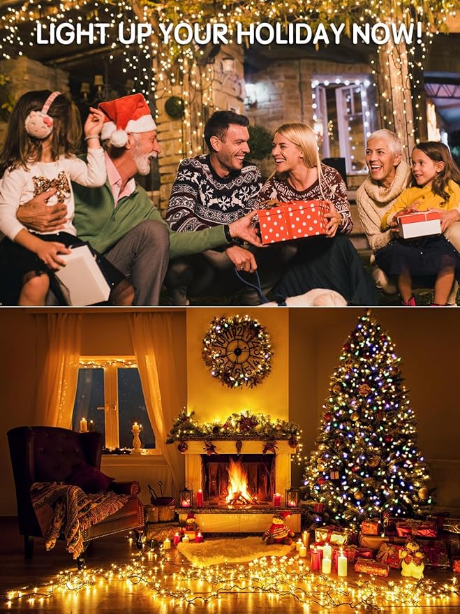 Super Long 344FT Outdoor String Lights, Warm White Fairy Light, Christmas Lights 1000 LED Waterproof 8 Modes for Patio Bedroom Holiday Party Christmas Tree Wedding Garden
