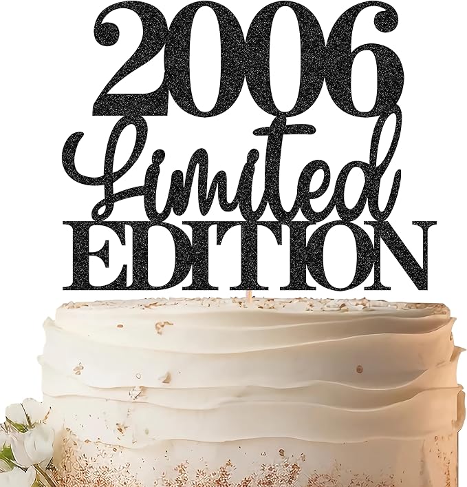 Limited EDITION 2006 Cake Topper - Black Glitter Happy 19th Birthday Party Cake Decoration Supplies, Cheer to 19 Years Cake Bunting Decor for 19th Birthday Party Photo Booth Props