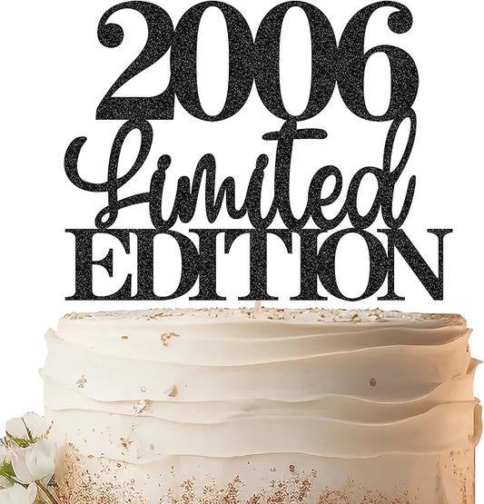 Limited EDITION 2006 Cake Topper - Black Glitter Happy 19th Birthday Party Cake Decoration Supplies, Cheer to 19 Years Cake Bunting Decor for 19th Birthday Party Photo Booth Props