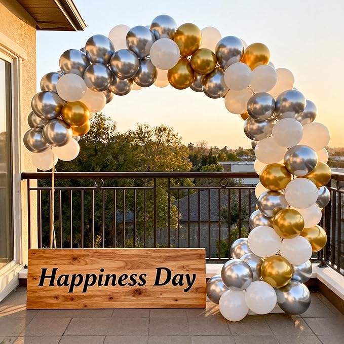 Metallic Silver Balloons 100 Pack, 12 Inch Chrome Latex Helium Garland for Elegant Birthday Wedding Baby Shower Arch Party Decorations