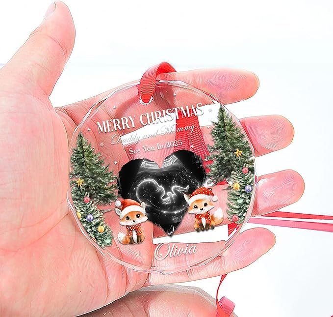 Personalized Crystal Christmas Ornaments with Photo, Custom Christmas Photo Tree Glass Ornaments, Elegant Crystal Keepsake for Family, Couples, Weddings & Christmas 2025 Gifts (#PGO04)