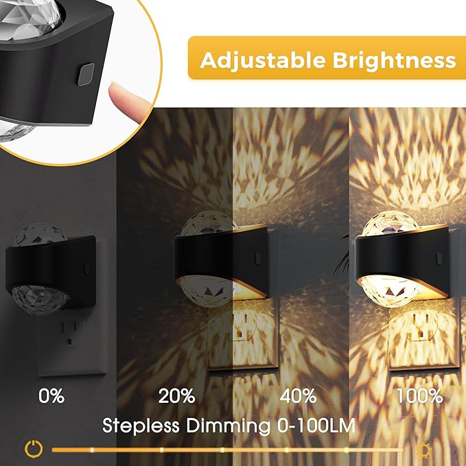 L LOHAS LED Projector Night Light,Plug in Night Light with Dusk to Dawn Sensor,3000K Soft White, Adjustable Brightness, Nightlight for Kids Playroom Home Theater Party