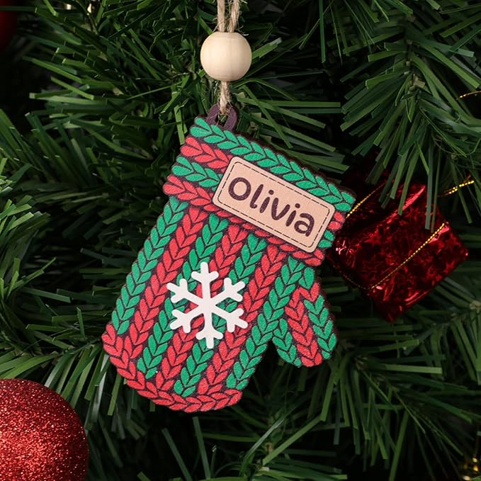 Personalized Name Ornaments for Christmas Tree, 2025 Wooden Custom Family Christmas Ornaments,4" Xmas Tree Decoration for Kids Baby Boy Girl
