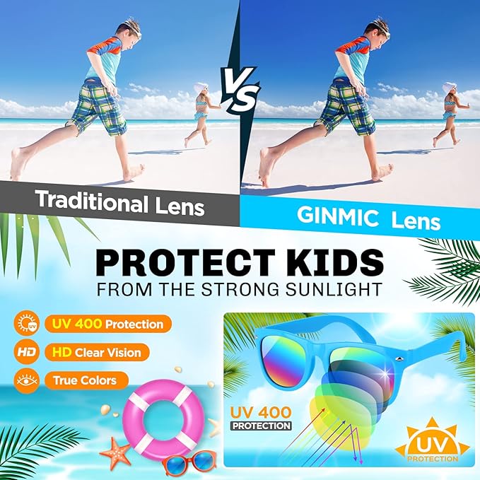 GINMIC Kids sunglasses bulk, Kids Sunglasses Party Favor, 12Pack Neon Sunglasses with UV400 Protection for Kid, Boys and Girls Age 3-8, Goody Bag Favors, Great Gift for Pool, Birthday Party Supplies