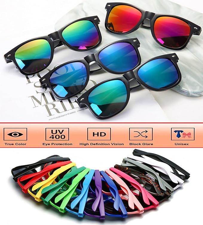 Fsmiling Black Sunglasses Bulk Adult Party Sunglasses 80s Glasses Shades for Men Women Party Favors-15Pack,UV Protection