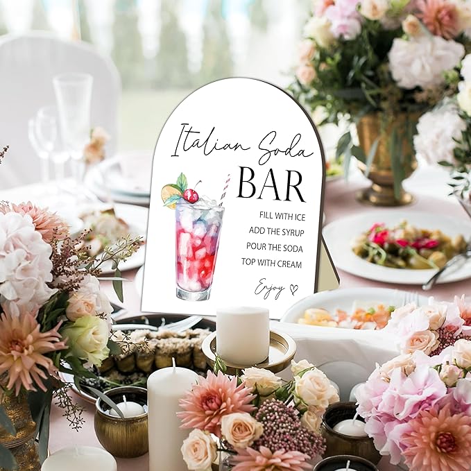 Italian Soda Bar Sign, Italian Soda Bar Wooden Welcome Sign for Baby Shower, Baby Shower Drink Station Board, Drink Stand Board Decoration for Gender Reveal Party, Tabletop Sign for Party Decor 8x10