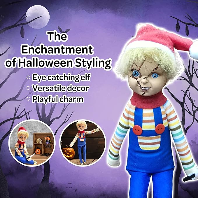 Creepy Killer Christmas Elf – 35cm Handmade Horror-Inspired Elf Decoration for Tree, Mantel & Holiday Party Décor – Spooky Ornament for Unique Holiday Fun