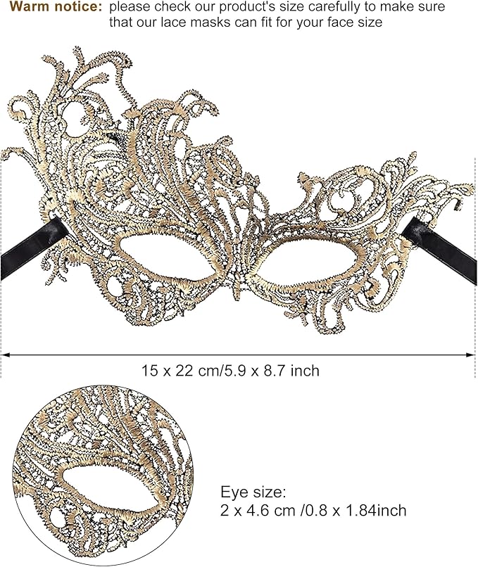 JOVITEC 6 Pieces Masquerade Mask for Women Halloween Lace Multicolored Venetian Mask for Carnival Mardi Gras Evening Prom