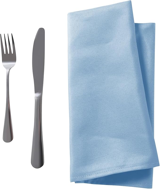 50pcs Polyester Cloth Napkins - 17 x 17 inch Blue Mist Dinner Washable Napkins with Hemmed Edges for Restaurant/Wedding/Hotel(50,Blue Mist)
