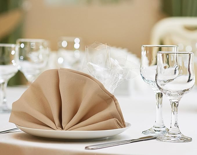 Utopia Home [24 Pack, Beige] Cloth Napkins 20x20 Inches, 100% Polyester Hemmed Edges, Washable and Reusable Ideal for Parties, Weddings and Dinners