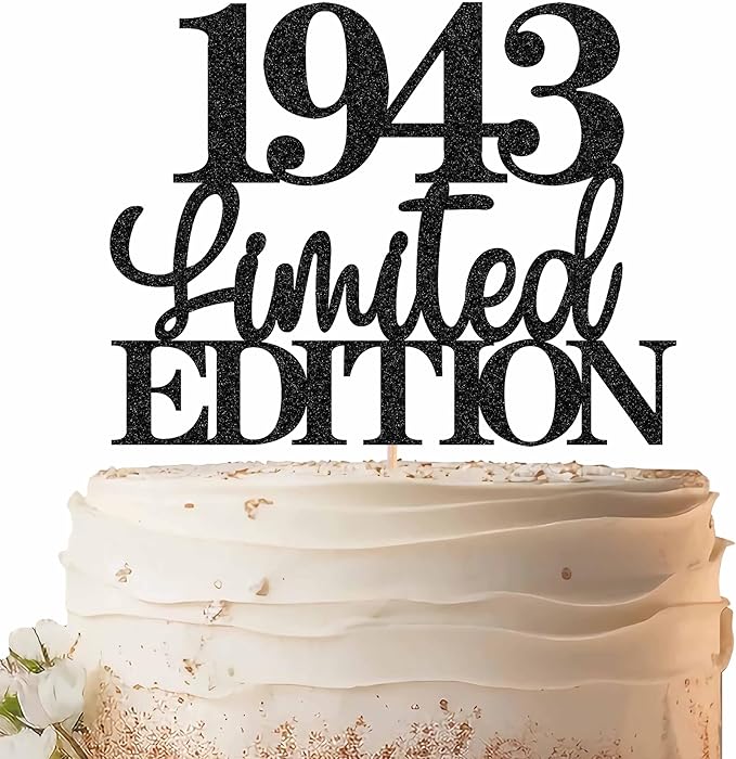 Limited EDITION 1943 Cake Topper - Black Glitter Happy 82nd Birthday Party Cake Decoration Supplies, Cheer to 82 Years Cake Bunting Decor for 82nd Birthday Party Photo Booth Props
