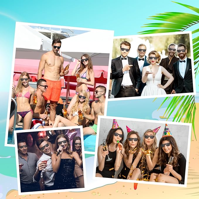 ASTARON Black Sunglasses Bulk, 6/12/24/48 Pack Sunglasses Party Favors for Summer Beach Pool Birthday Wedding Party Supplies