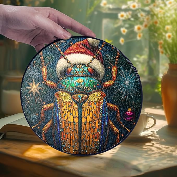 Desert Beetle Stained Glass Window Hanging Decor - Desert Beetle Christmas Hanging Ornament - Desert Beetle Christmas Decor - Wall Art Home Decoration for Indoor Outdoor - Gift for Women, Mom, Grandma