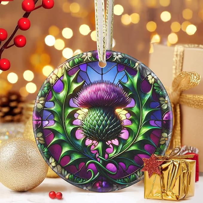 Touber Dandelion Christmas Ornament, 3.5 Inch Ceramic Hanging Ornament, Christmas Tree Decor, Gift Exchange