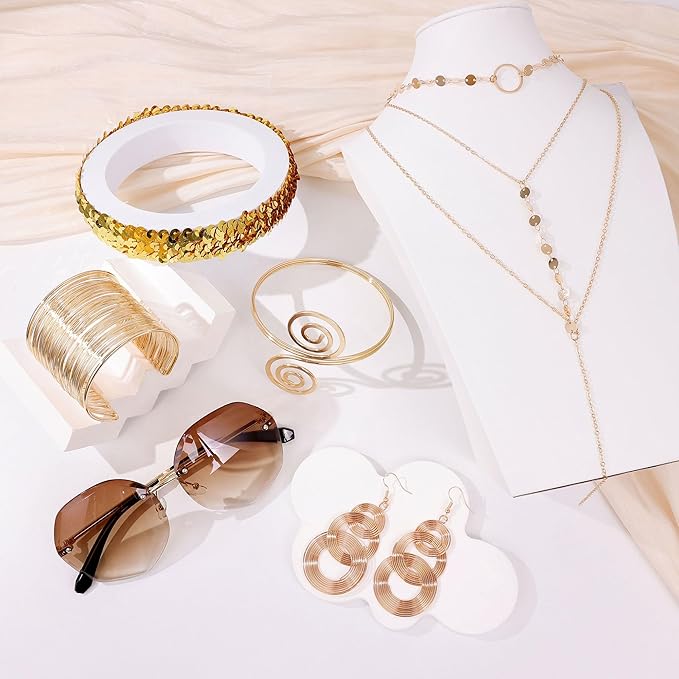 6 Piece 70s Disco Accessories for Woman 1970s Disco Costume Accessory Set for Party Halloween Cosplay