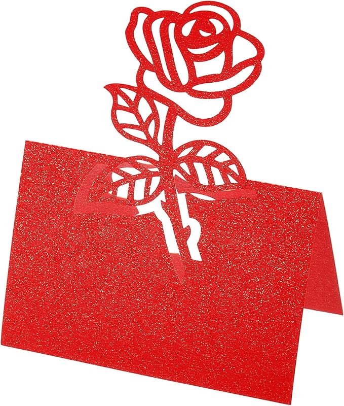 YOKIVE Place Cards for Table Setting, 25Pcs Name Cards Wedding Place Cards Table Place Cards Rose Blank Card for Wedding Reception Dinner Party, Red