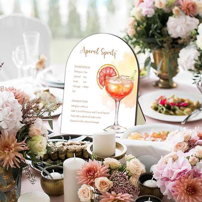 Aperol Spritz Bar Sign, Cocktail Bar Recipe Sign for Bridal Shower, Bachelorette Party Cocktail Ingredients Table Signs, Homemade Cocktails Station Board, Cocktails Drink Recipe for Bridal Shower