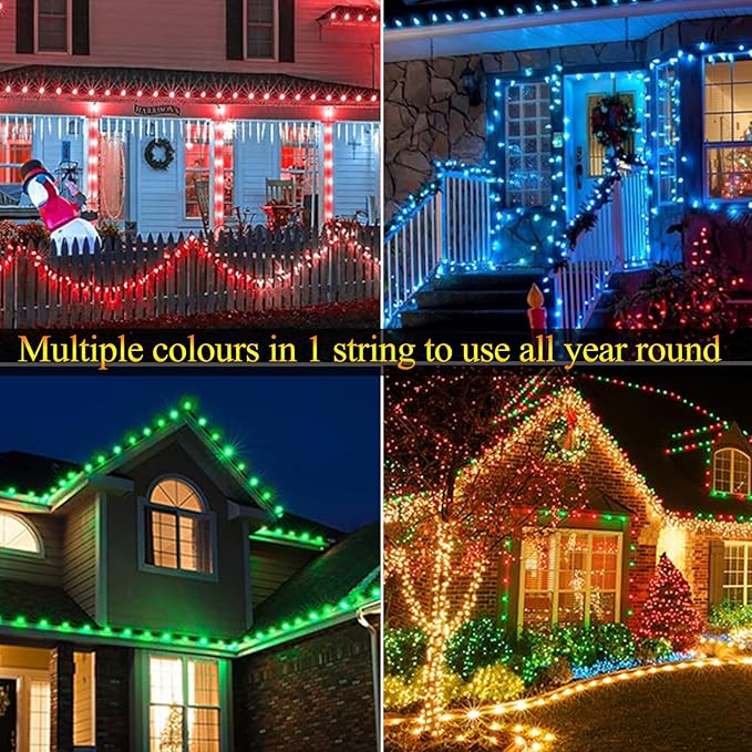 Joomer Christmas String Lights, 129FT 198 LED C9 Color Changing RGB Xmas Tree Lights Remote Control Outdoor Waterproof for Christmas Decor (Non-Connectable)