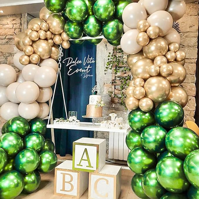PartyWoo Metallic Green Balloons 50pcs 12 Inch Metallic Apple Green Latex Helium Balloons for Graduation Spring Forest Summer Wedding Engagement Baby Shower Birthday Party Decorations Green-G121