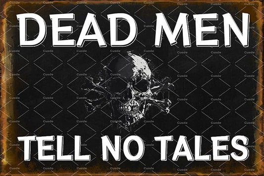 Cusde Retro Dead Men Tell No Tales Poster Funny Metal Tin Sign Vintage Skull Decor Nautical Pirates Decor For Bar Bathroom Man Cave Halloween Gifts 8x12 Inches