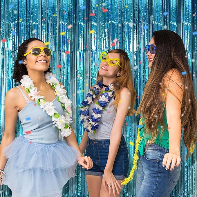 Party Backdrop Curtains Metallic Tinsel Foil Fringe Curtains Party Photo Backdrop Party Streamers for Party Birthday Graduation New Year Eve Bachelorette Decorations Wedding Decor