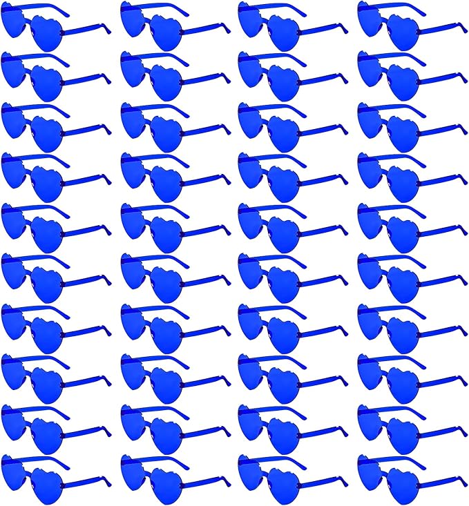 40 Pairs Heart Shaped Sunglasses Bulk, Colorful Rimless Fun Heart Sunglasses for Women Party Favors
