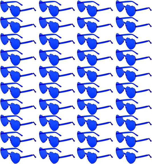 40 Pairs Heart Shaped Sunglasses Bulk, Colorful Rimless Fun Heart Sunglasses for Women Party Favors