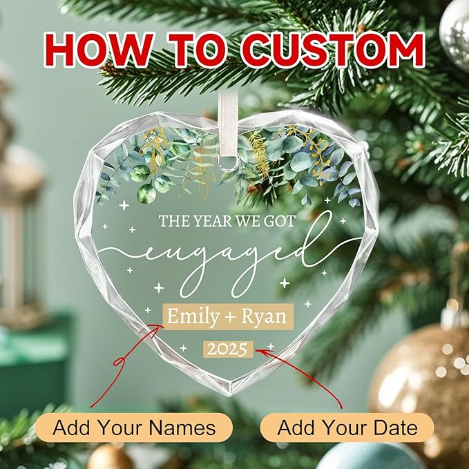 Engagement Gifts for Couples - Personalized Engagement Ornament Gifts for Newly Engaged Couples, Women, Fiance, Her - Bride to Be Gift, First Christmas Just Engaged Acrylic Ornament 2025