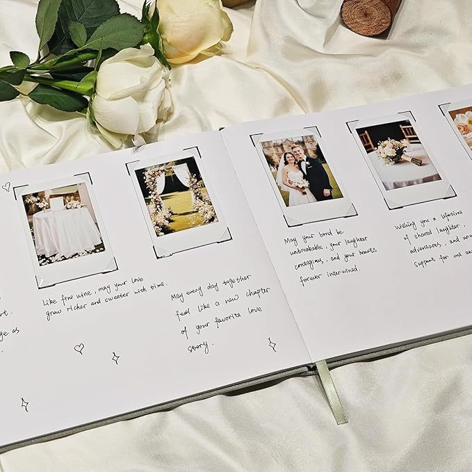 Personalized Wedding Guest Book-for Wedding Reception and Various Celebrations Including Birthday Parties, Anniversaries, Baby Showers-100 Blank Pages for Guest Signatures and Photo Displays (Sage)