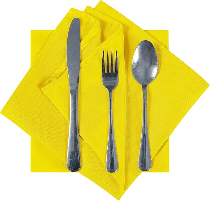 Cloth Napkins 17x17 inch Washable Polyester Dinner Napkins Soft Table Napkins for Wedding Party Dining Banquet(Yellow,50PCS)