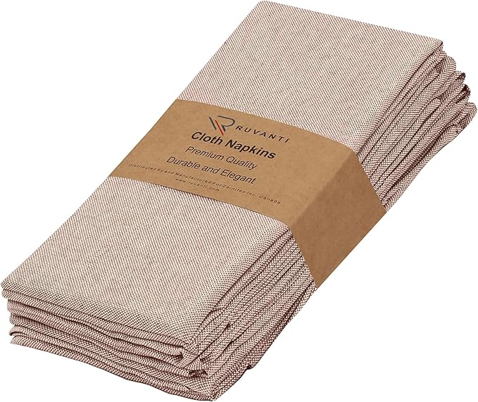 Ruvanti Cloth Napkins Set of 6, 18x18 Reusable Napkins Cloth Washable, Soft & Durable Table Napkin, Poly Cotton Fabric Dinner Napkins for Parties, Christmas, Thanksgiving, Weddings - Rust