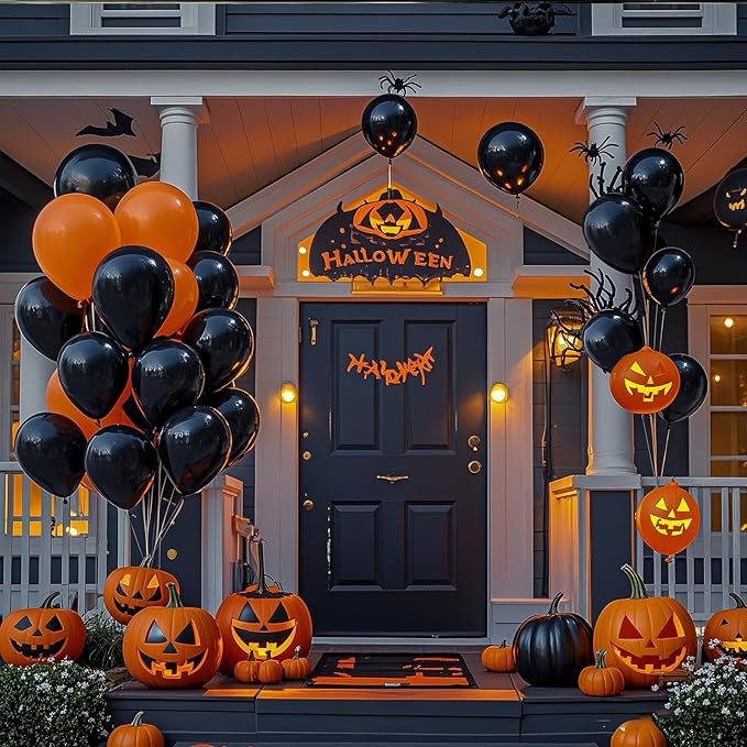 Black Halloween Balloons 110Pcs Black Balloon 12 inch, Latex Balloons for Birthday Party Baby Shower Wedding, Halloween Party Decorations and Spooky Party