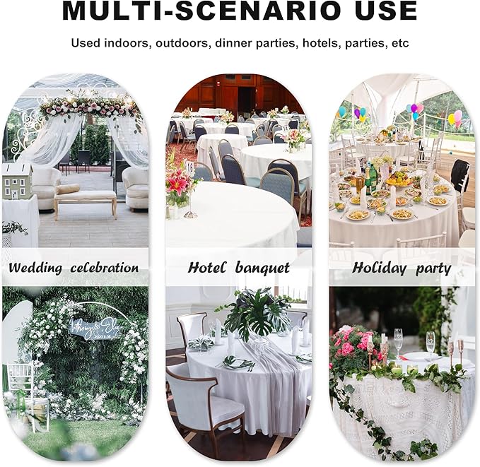 sancua 6 Pack Round Tablecloth 108 Inch White, Stain and Wrinkle Resistant Table Cloth - Washable Polyester Table Cover for Dining Tables, Buffet Parties and Camping