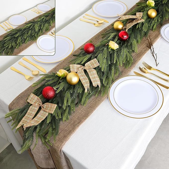 6FT Artificial Norfolk Pine Garland – Real Touch Greenery Garland, Dense Green Plants for Indoor Outdoor Christmas, Holiday, and Home Decoration (1, 9FT)