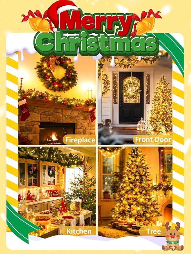 Voice Controlled Smart Christmas Lights Outdoor, 174.8ft 500 LED Twinkle String Lights with 7 Voice Commands, 12 Modes & Timer, Waterproof Christmas Tree Lights for Party Garden (Warm White)