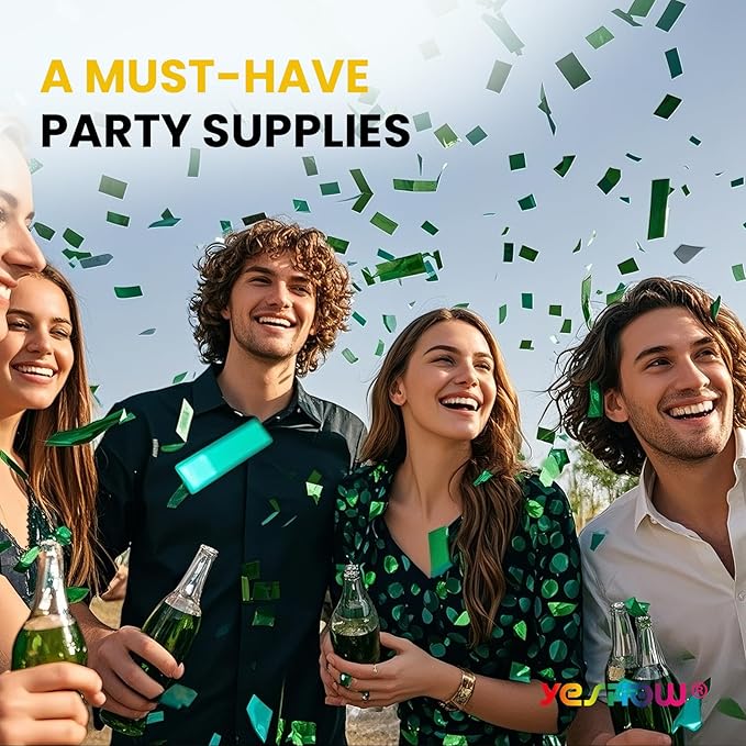 Confetti Cannon Poppers Green, 6PACK YESHOW Green Mylar Confetti Shooter for Graduation, Birthday Party, Nature Party Christmas Eve and New Year Celebration