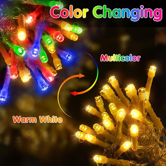 SAUIRS 403FT 1000 LED Christmas Lights Outdoor String Lights with 8 Modes Timer Waterproof Fairy Light Plug in for Outside Indoor Party Xmas Palm Tree Yard Wedding Decoration(Warm White to Multicolor)