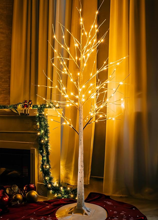 Dazzle Bright 6FT 144 LED 1Pack Lighted Birch Tree, Christmas Deocrations Outdoor Indoor, Decor for Home Room Yard Outside Inside