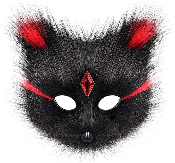 Animal Fox Wolf Mask Halloween Party Cosplay Costumes Props Plush Cat Half Face Masks Christmas Masquerade