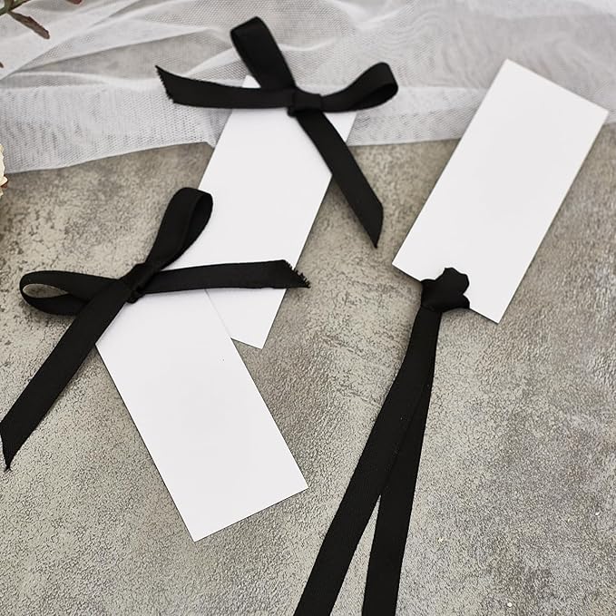 60pcs Name Cards for Table Setting, 1.77x 3.74inces Place Cards, Wedding Place Cards.Wedding Name Tags.Present Tags with String Attached.and Reserved Signs for Wedding Seating (Black)