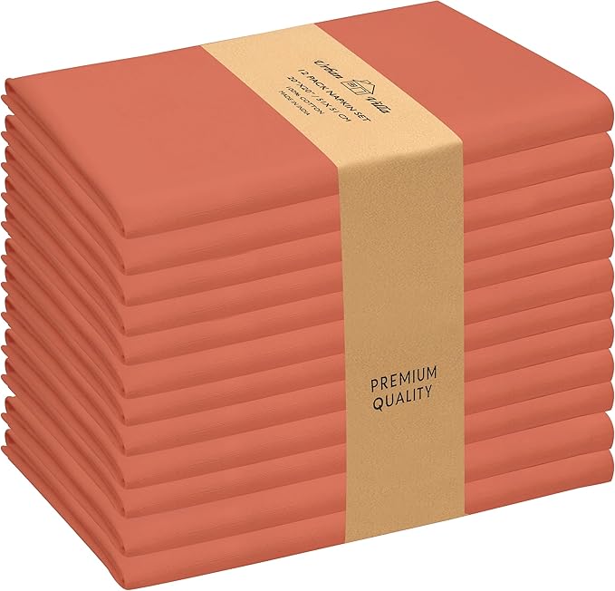 Urban Villa Cloth Napkins Rust Dinner Napkins Set of 12 20X20 Inches 100% Cotton Absorbent Washable Durable Reusable Cloth Napkins Ideal for Farmhouse Party Thanksgiving Harvest Fall Dinner Napkins