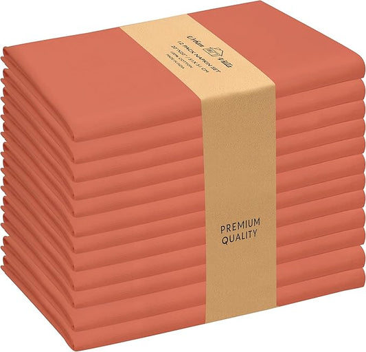 Urban Villa Cloth Napkins Rust Dinner Napkins Set of 12 20X20 Inches 100% Cotton Absorbent Washable Durable Reusable Cloth Napkins Ideal for Farmhouse Party Thanksgiving Harvest Fall Dinner Napkins